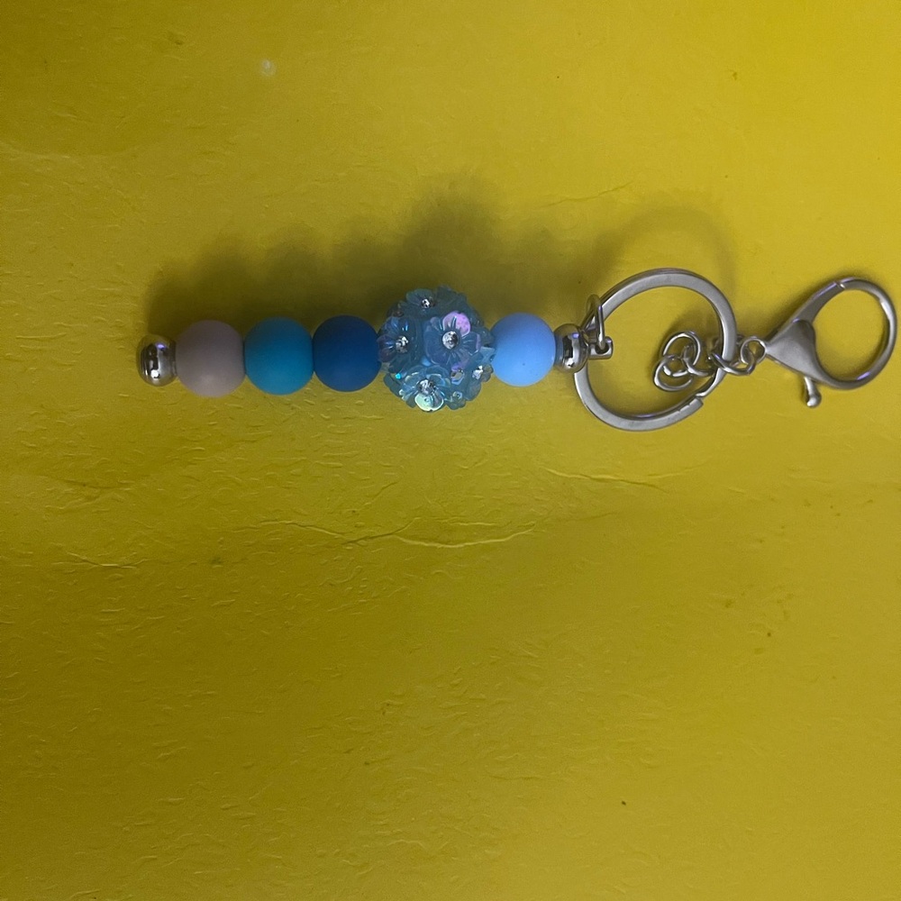 Blue Beaded Keychain - Picture 3 of 8